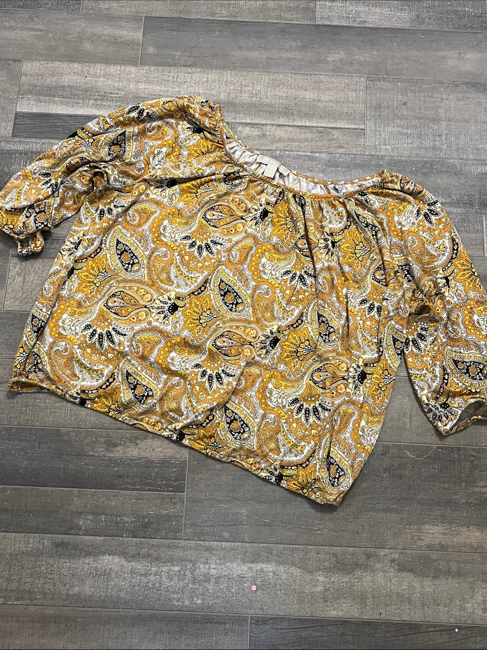 Michael Kors Yellow Paisley Off-Shoulder Blouse